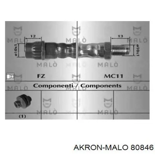 Шланг тормозной передний 80846 Akron Malo