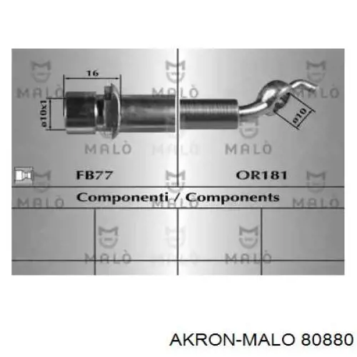 Задний тормозной шланг 80880 Akron Malo