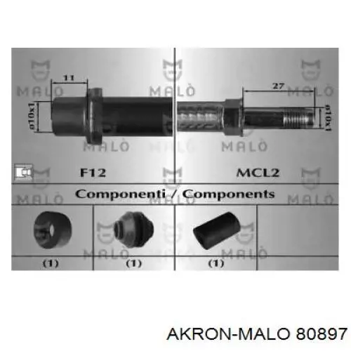 Шланг тормозной передний 80897 Akron Malo