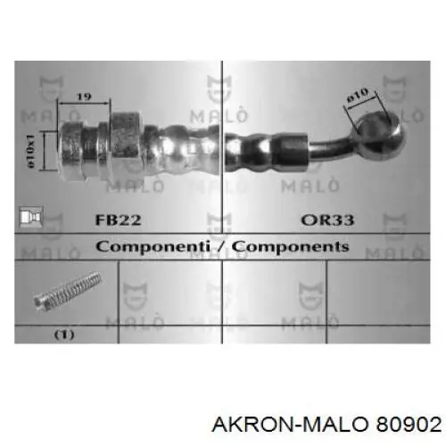 Шланг тормозной передний 80902 Akron Malo