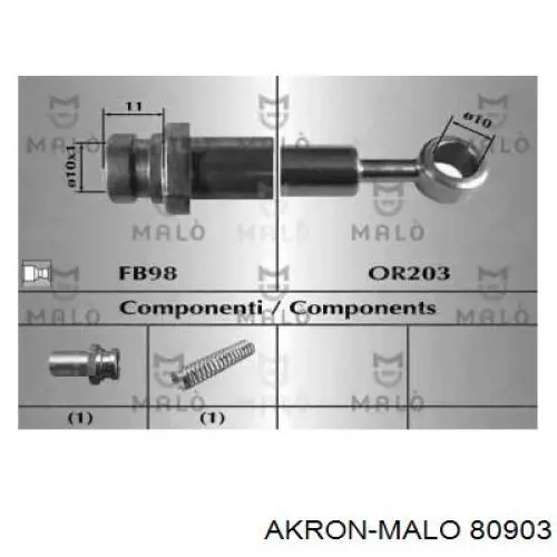 Шланг тормозной передний правый 80903 Akron Malo