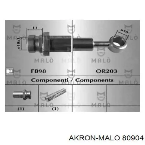 Шланг тормозной задний левый 80904 Akron Malo