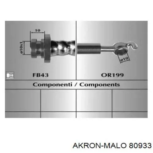 Шланг тормозной задний левый 80933 Akron Malo