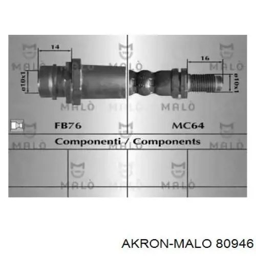 Задний тормозной шланг 80946 Akron Malo