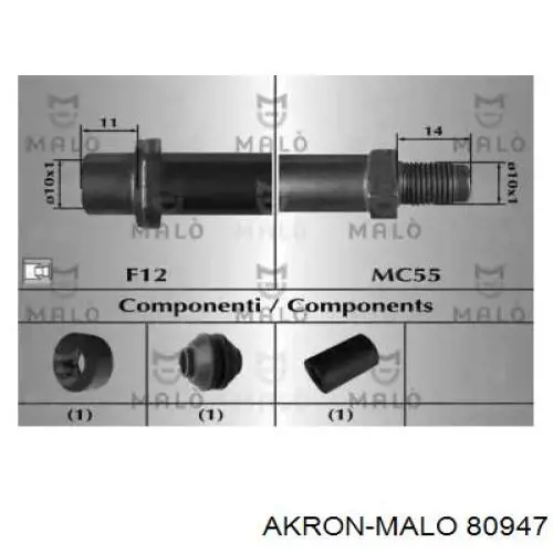 Шланг тормозной передний 80947 Akron Malo