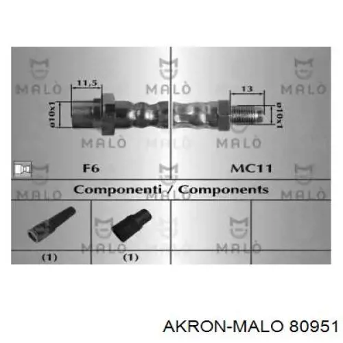 80951 Akron Malo mangueira do freio traseira