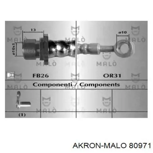 Шланг тормозной задний правый 80971 Akron Malo