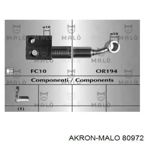 Шланг тормозной передний левый 80972 Akron Malo