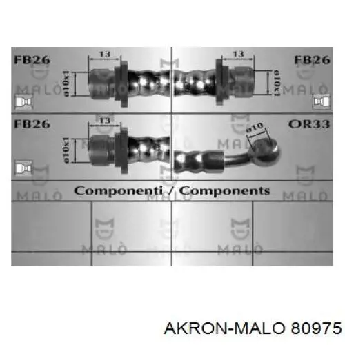 Шланг тормозной задний правый 80975 Akron Malo