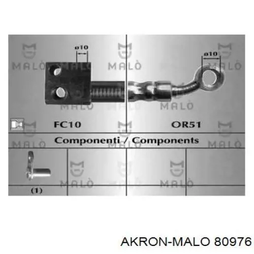 Шланг тормозной передний левый 80976 Akron Malo