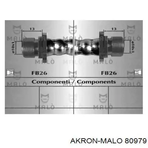 Шланг тормозной задний правый 80979 Akron Malo