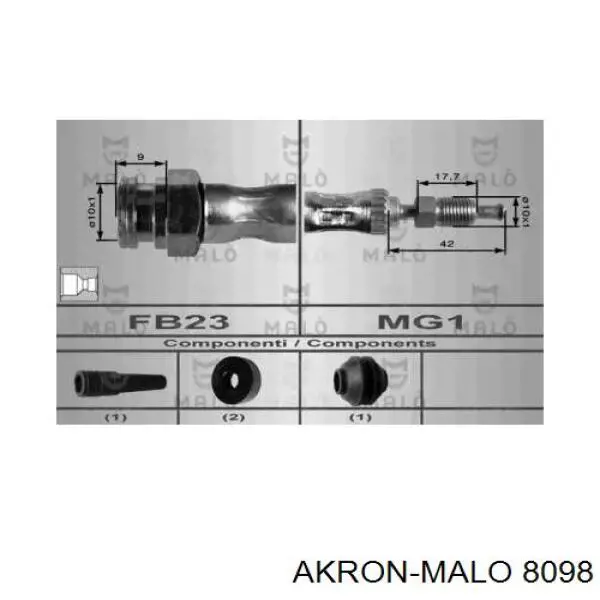 Шланг тормозной передний 8098 Akron Malo