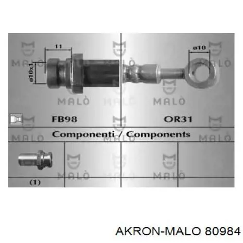 Задний тормозной шланг 80984 Akron Malo