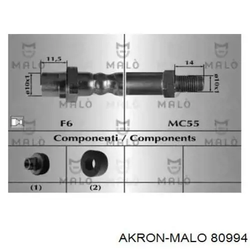 Шланг тормозной передний 80994 Akron Malo