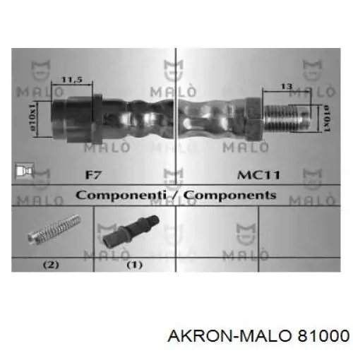 Шланг тормозной передний 81000 Akron Malo