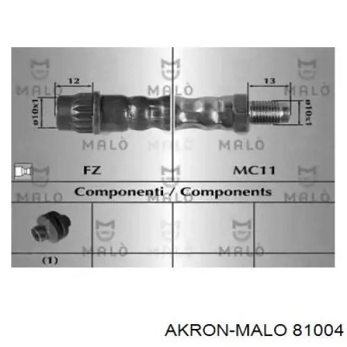 Шланг тормозной передний 81004 Akron Malo