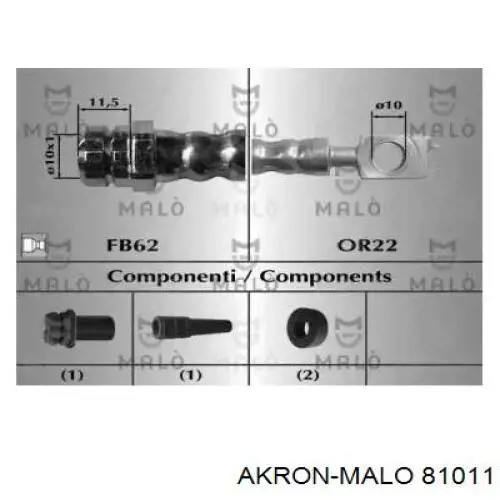 Шланг тормозной передний 81011 Akron Malo