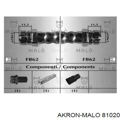 Шланг тормозной передний 81020 Akron Malo