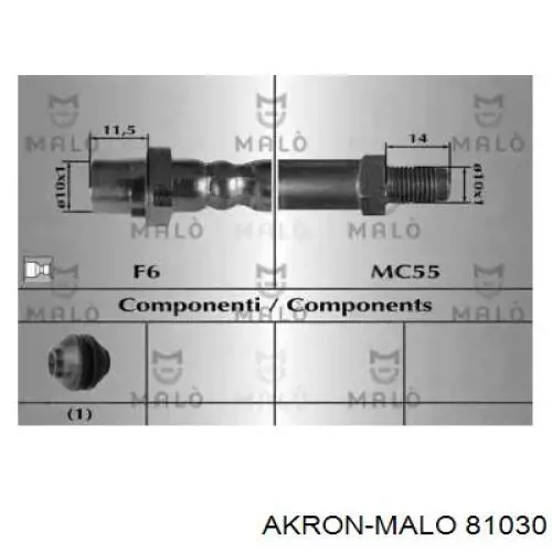 Шланг тормозной передний 81030 Akron Malo