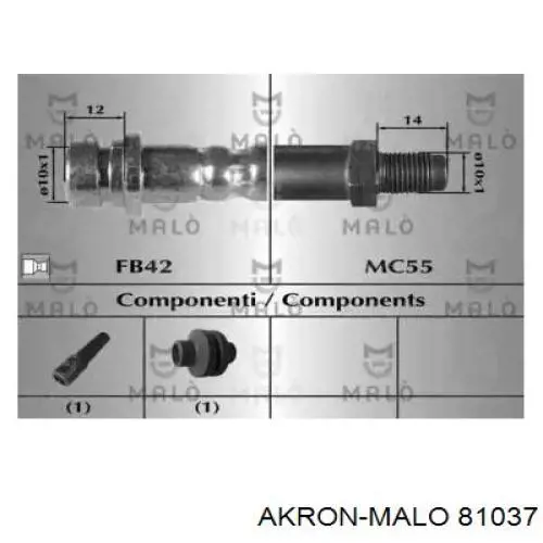 Задний тормозной шланг 81037 Akron Malo