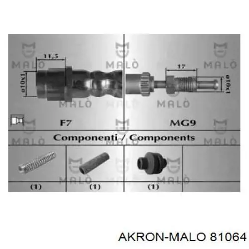 Шланг тормозной передний 81064 Akron Malo