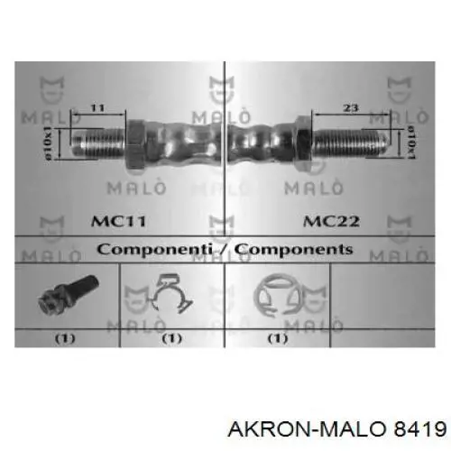 Шланг тормозной передний 8419 Akron Malo