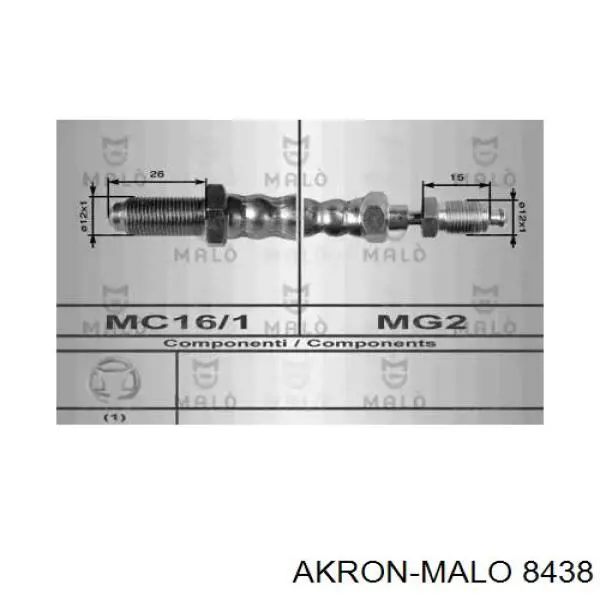 Шланг тормозной передний 8438 Akron Malo