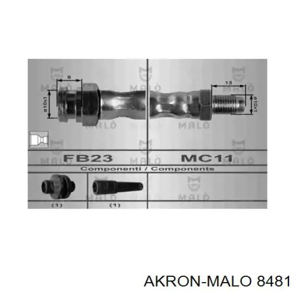 Шланг тормозной передний правый 8481 Akron Malo