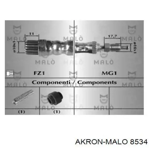 Шланг тормозной передний 8534 Akron Malo