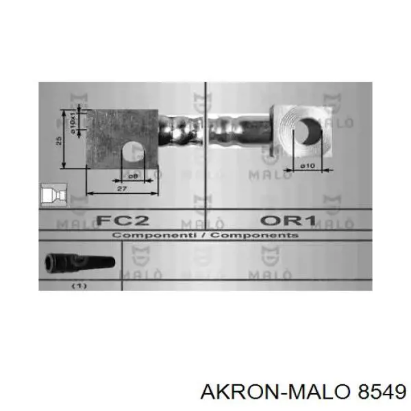 Шланг тормозной передний левый 8549 Akron Malo