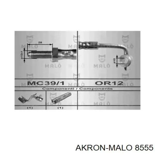 Шланг тормозной передний 8555 Akron Malo