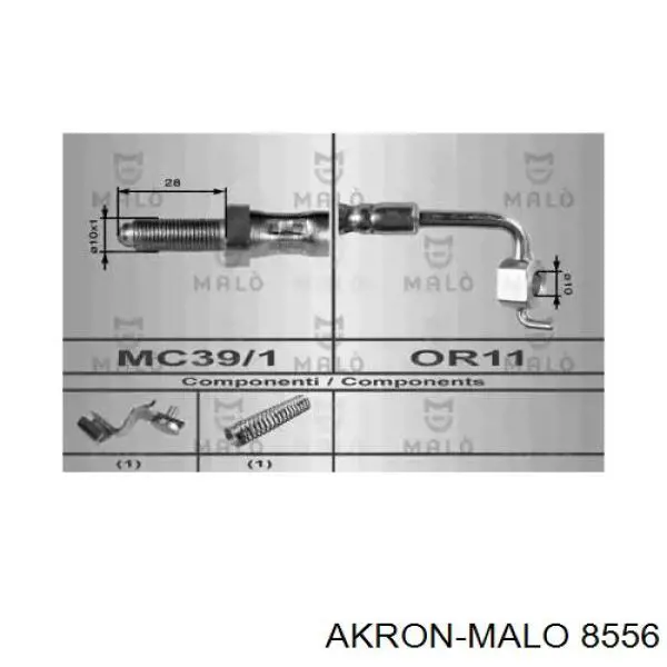 Шланг тормозной передний левый 8556 Akron Malo