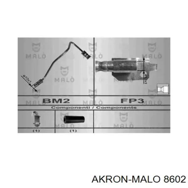 Шланг тормозной задний правый 8602 Akron Malo