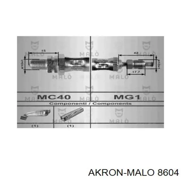 Шланг тормозной передний правый 8604 Akron Malo