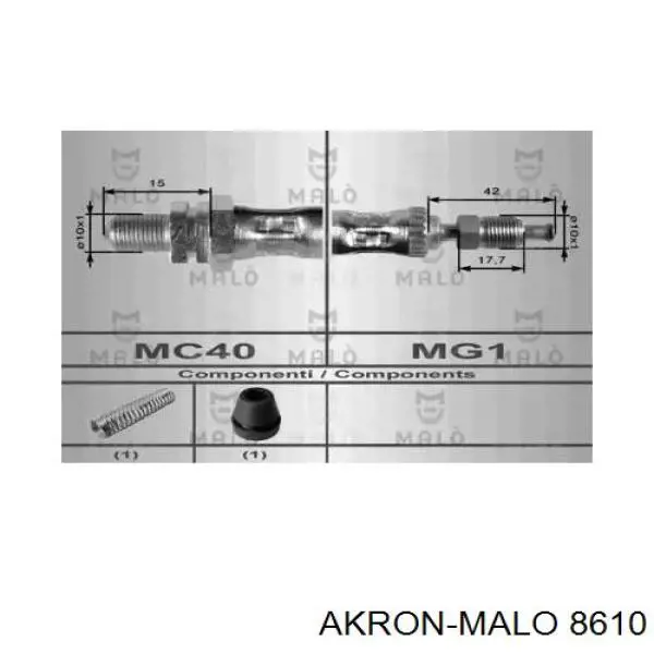 Шланг тормозной передний левый 8610 Akron Malo