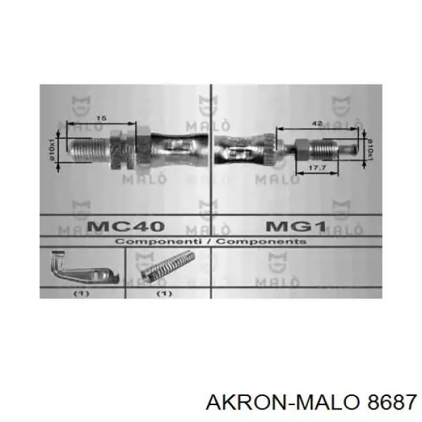 Шланг тормозной передний левый 8687 Akron Malo