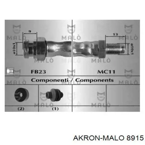 Шланг тормозной передний 8915 Akron Malo