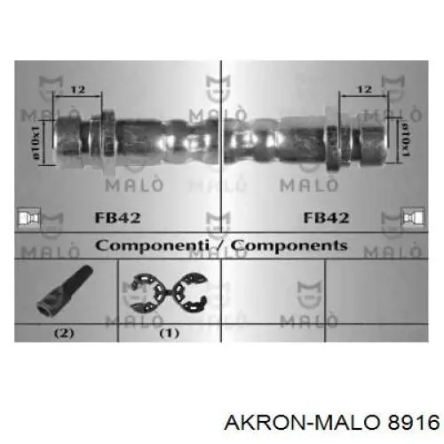 Задний тормозной шланг 8916 Akron Malo