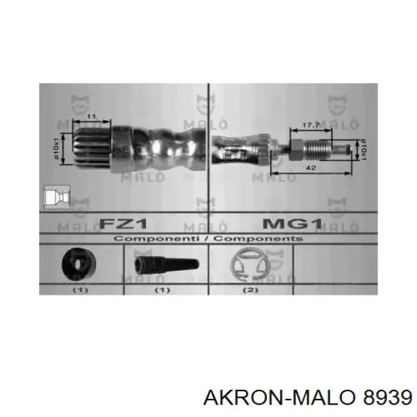 Шланг тормозной передний 8939 Akron Malo