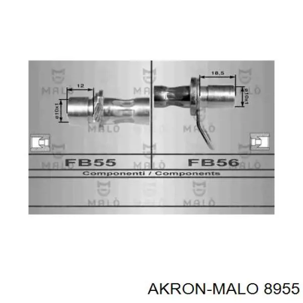 Шланг тормозной передний левый 8955 Akron Malo