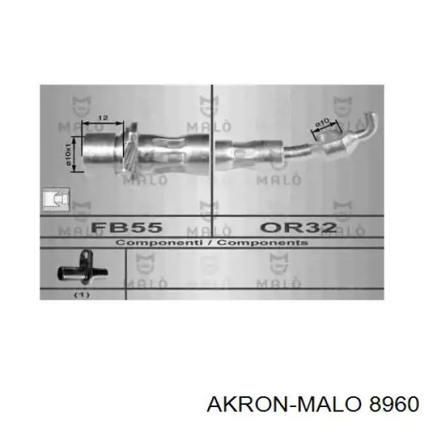 Шланг тормозной передний правый 8960 Akron Malo