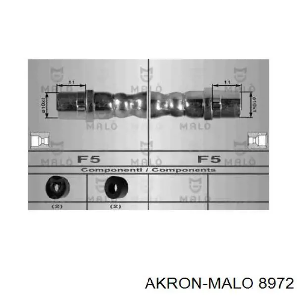 Шланг тормозной передний 8972 Akron Malo