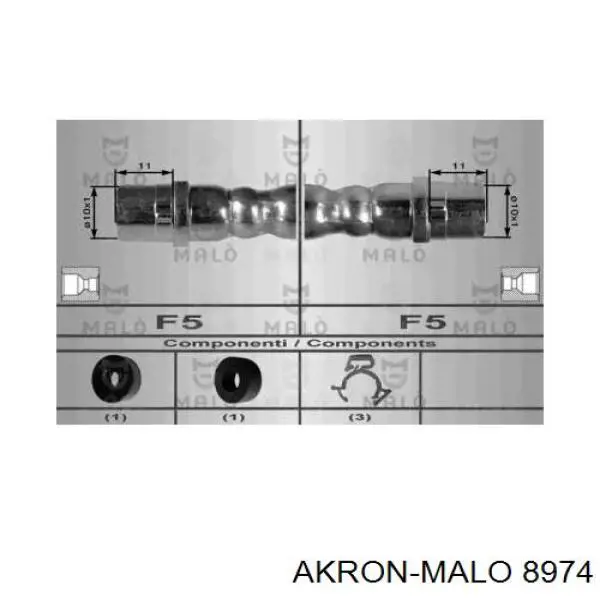 Шланг тормозной передний 8974 Akron Malo