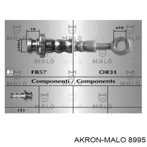 Шланг тормозной передний 8995 Akron Malo