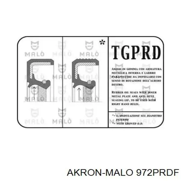 Сальник коленвала двигателя передний 972PRDF Akron Malo