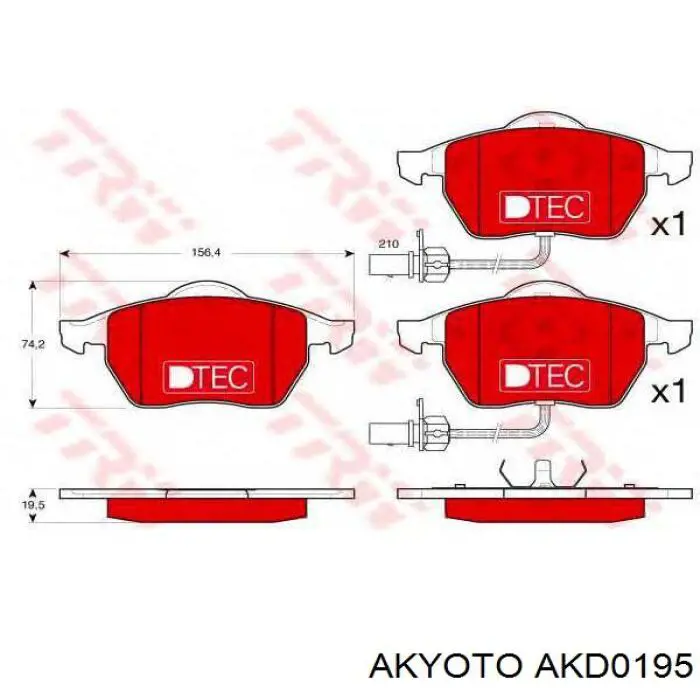 AKD0195 Akyoto колодки тормозные передние дисковые