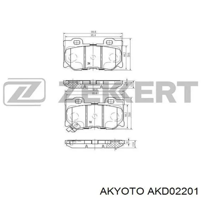 Колодки дисковые  Akyoto AKD02201 цена, от 25.37 USD