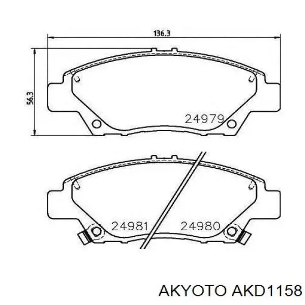 Передние тормозные колодки AKD1158 Akyoto