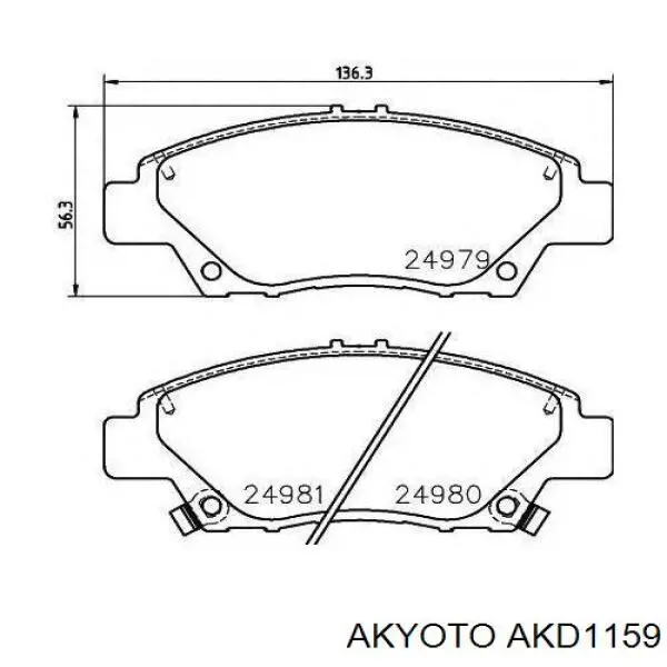 Передние тормозные колодки AKD1159 Akyoto