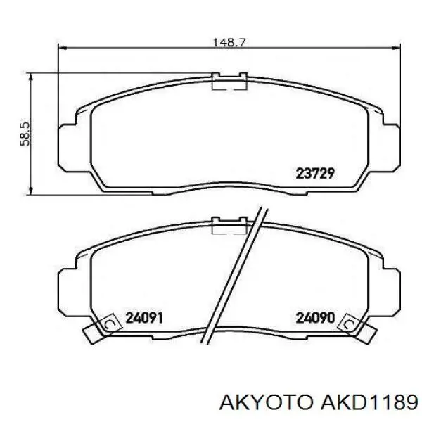 AKD1189 Akyoto колодки тормозные передние дисковые